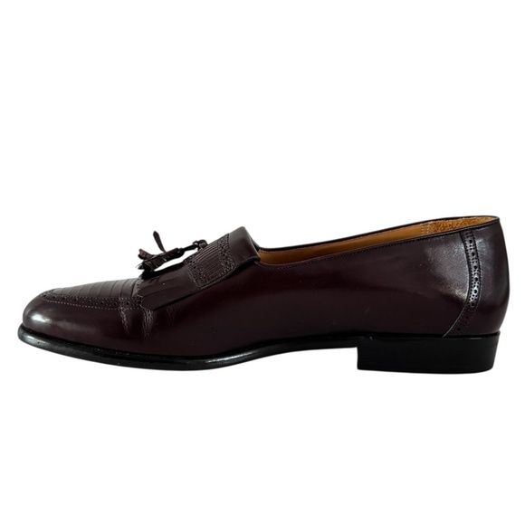 Mezlan Riva Loafers Men\'s Size 8 Burgundy Genuine Lizard Leather Kiltie Shoes main image 12